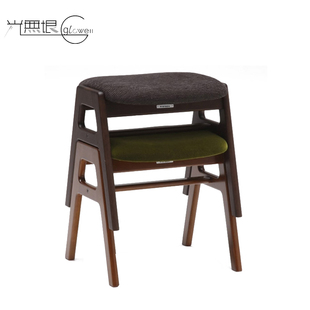 日本Karimoku60原装进口餐椅凳子日式复古实木矮凳小户型换鞋凳