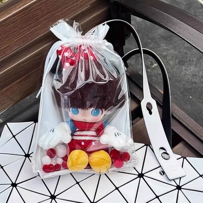 Dimoo搪胶保护套拉布布马卡龙坐坐排队锦囊15-19cm棉花娃娃痛包