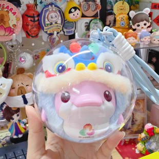 全运会吉祥物保护壳适用于大湾鸡可爱球形防尘挂件透明公仔收纳盒