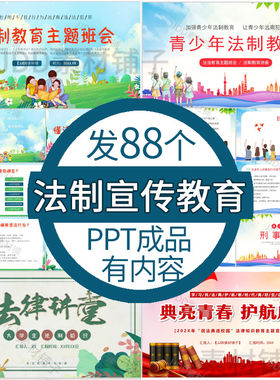 中小学生青少年法制教育ppt法律安全宪法民法知识宣传主题班会ppt
