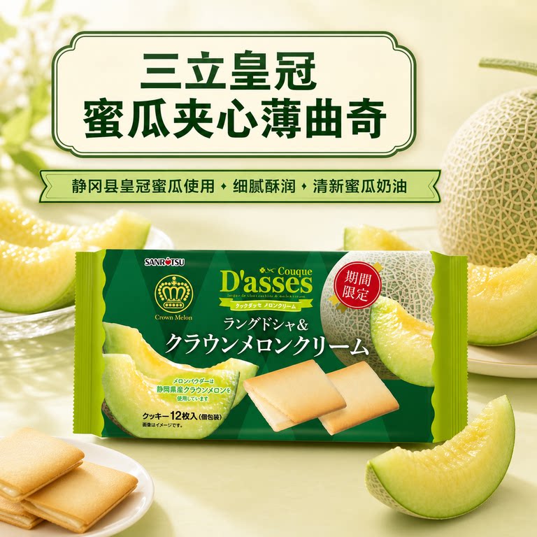 期间限定日本三立巧克力夹心饼干蜜瓜北海道牛奶黑糖黄豆粉味78g