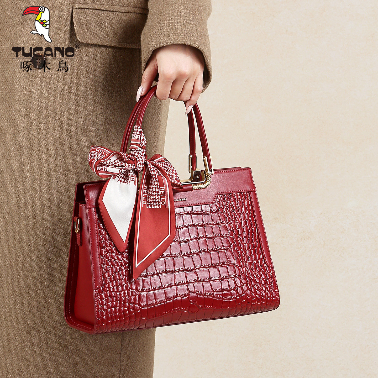 啄木鸟真皮女包2025新款冬季高级感时尚送妈妈大气单肩斜挎手提包