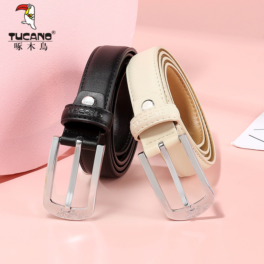 Woodpecker lady Belt Layer Cowhide Decorative belt Korean Edition fashion Concise personality Pin buckle Embossingin the Accessories/Leather belt/Hat/Muffler , Belt/Leather belt/Yaolian  category - from Buy2taobao.com to provide professional Taobao agent buy service