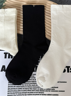 白色袜子女月子袜中筒薄款吸汗防臭百搭堆堆袜ins潮简约纯色棉袜