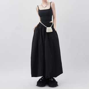 梨形身材穿搭大码 长裙 超大摆伞裙女胖妹妹高腰mm显瘦松紧弹力腰款