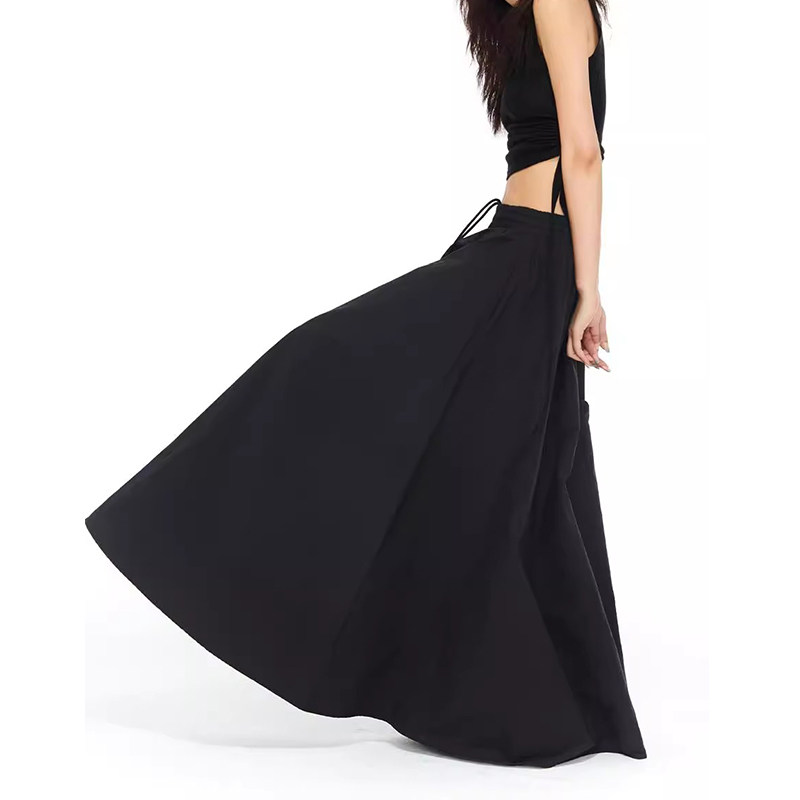 大码设计感小众黑色半身裙女