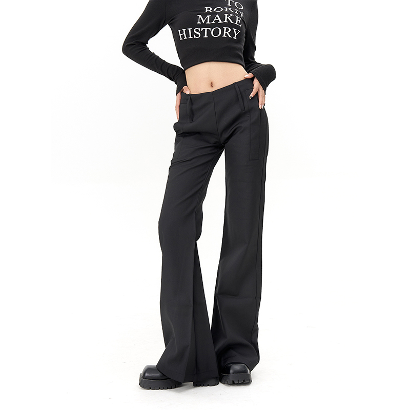 高级感低腰显瘦休闲西装长裤试穿