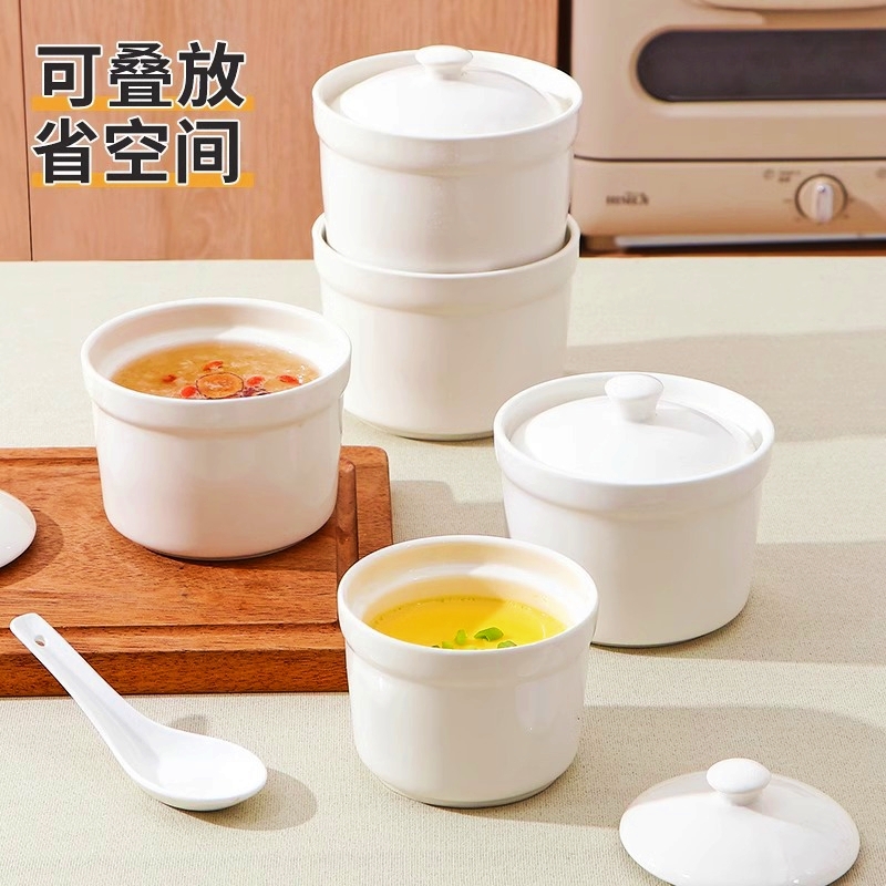陶瓷炖盅隔水炖家用带盖一人小汤盅燕窝专用蒸蛋碗汤炖罐煲汤瓦罐