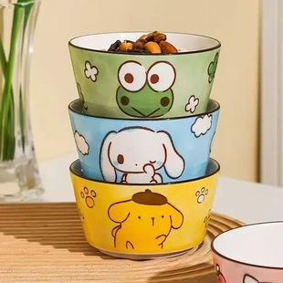 陶瓷沙拉碗加厚可爱餐具创意家用甜品饭碗情侣碗大容量卡通高颜值