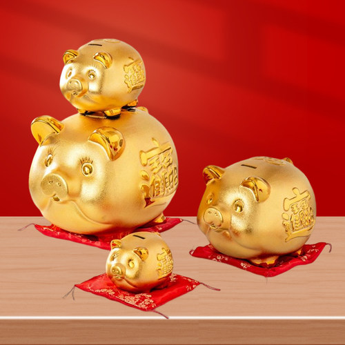 金色家居摆件陶瓷储钱罐