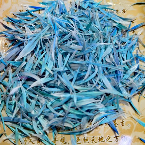 点翠工艺天然虎皮鹦鹉蓝片羽毛已上浆防水仿点翠DIY材料基地自产
