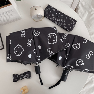 hellokitty全自动雨伞女晴雨两用黑胶防晒防紫外线ins黑色太阳伞