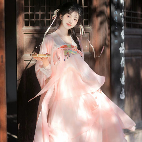 汉服女童元旦节寄明月古典舞蹈裙儿童古装连衣裙国风唐装齐胸襦裙