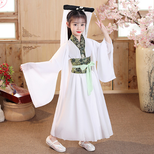 白娘子舞蹈服汉服女童青城山下白素贞古装儿童古典舞演出连衣裙秋