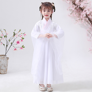 儿童古装汉服女超仙襦裙白娘子同款小女孩飘逸仙女古风连衣裙唐装