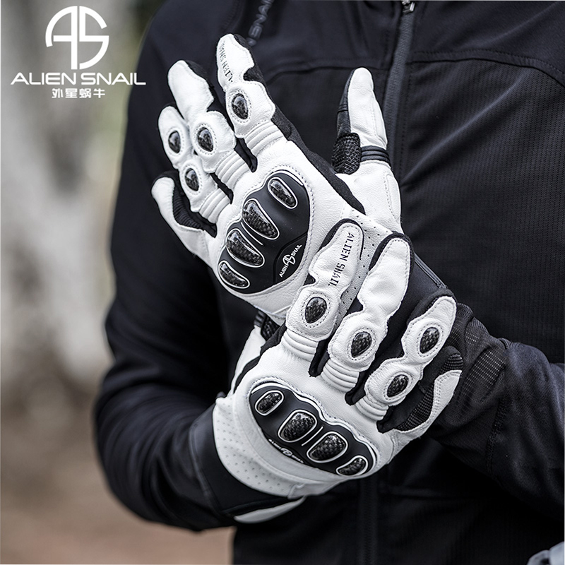 外星蜗牛摩托车手套男女四季羊皮