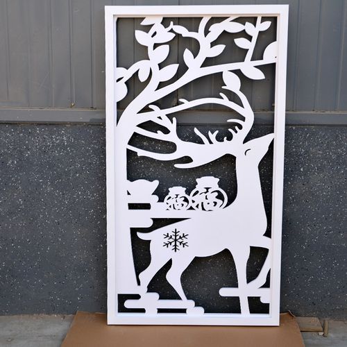 镂空雕花板隔断过道花格吊顶PVC木塑板玄关背景墙客厅屏风通花板