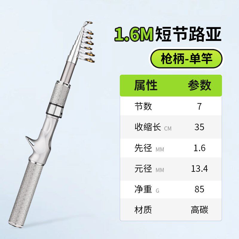 伸缩路亚竿套装可携式短节路滑竿抛竿海竿直柄卷线器枪柄水滴轮全