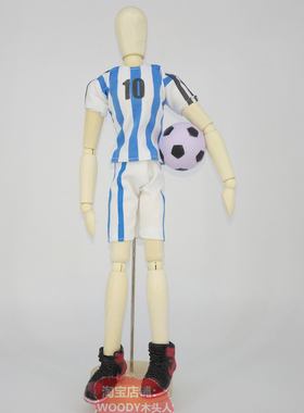 关节活动踢足球木头人摆件创意足球装饰摆件创意足球礼物