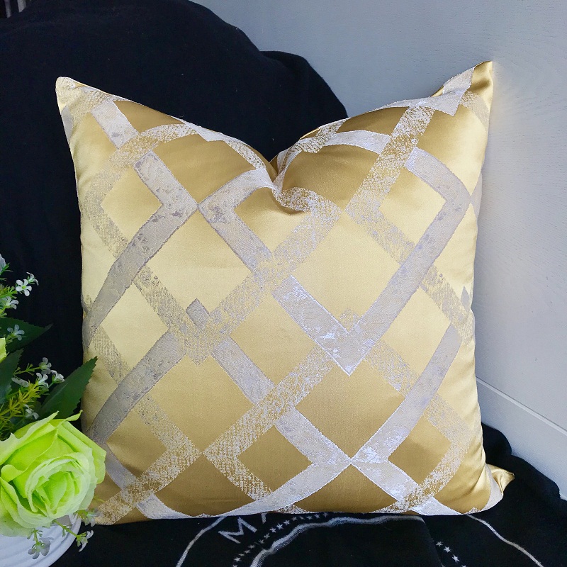 现代客厅沙发橙色黄色抱枕套床头腰枕靠垫罩美式轻奢靠枕55x55cm