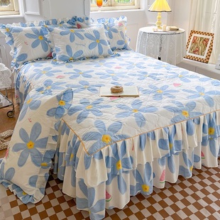 加厚夹棉秋冬床裙款 单件床上三件套1.8米防滑防尘床罩床垫保护套A