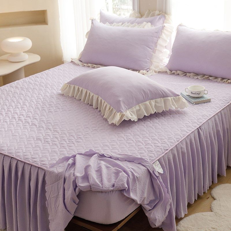 四季夹棉床裙床笠二合一水洗棉纯色床罩单件全包防滑防尘保护床套,床上用品,床裙,淘宝优惠券,粉丝福利购,淘宝优惠卷