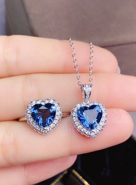 925银精工镶嵌伦敦蓝托帕石戒指