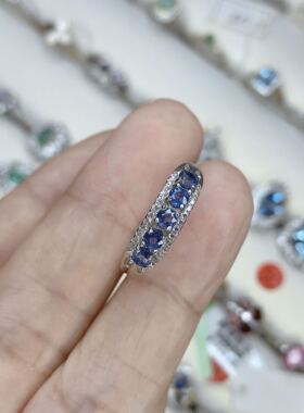 925银天然斯里兰卡蓝宝石戒指