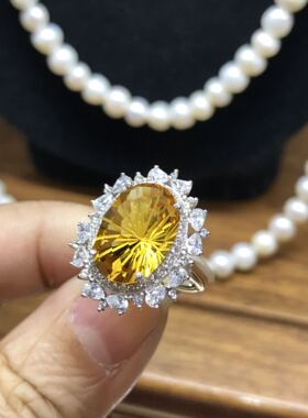 超亮烟花黄水晶戒指
