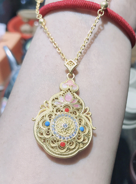 925银镀黄金珐琅彩葫芦吊坠女小众设计感高级轻奢精致闺蜜礼物