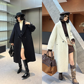 大码 加厚胖妹妹220斤秋冬百搭显瘦羊毛大衣 毛呢外套长款 女装 时尚