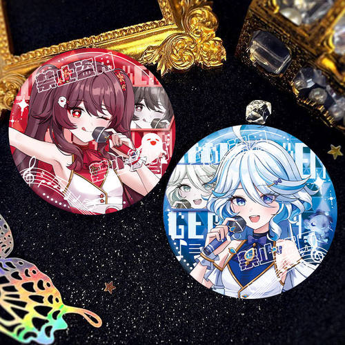 【画师授权】原神周边偶像歌手系列谷珠光双闪吧唧芙宁娜胡桃徽章