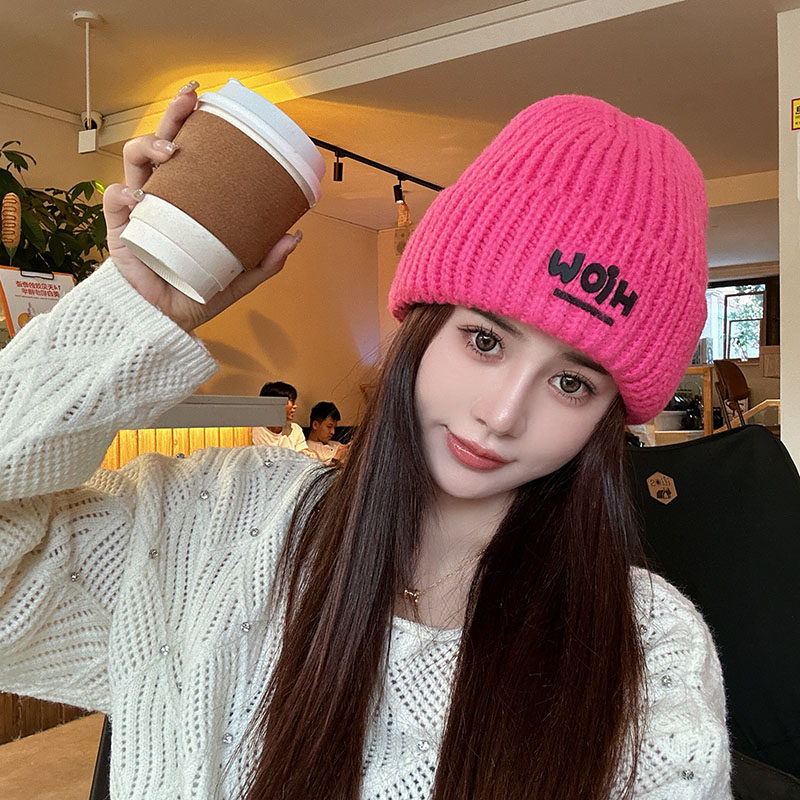 韩版秋冬季毛线帽子女保暖针织帽学生护耳百搭套头帽加厚防风冷帽