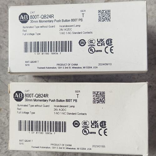 议价Allen-Bradley按钮800T-QB24R800T-QB24G800T-QB24W