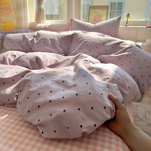 A类纯棉水洗棉床上四件套全棉学生宿舍被套床单被罩单双人三件套4