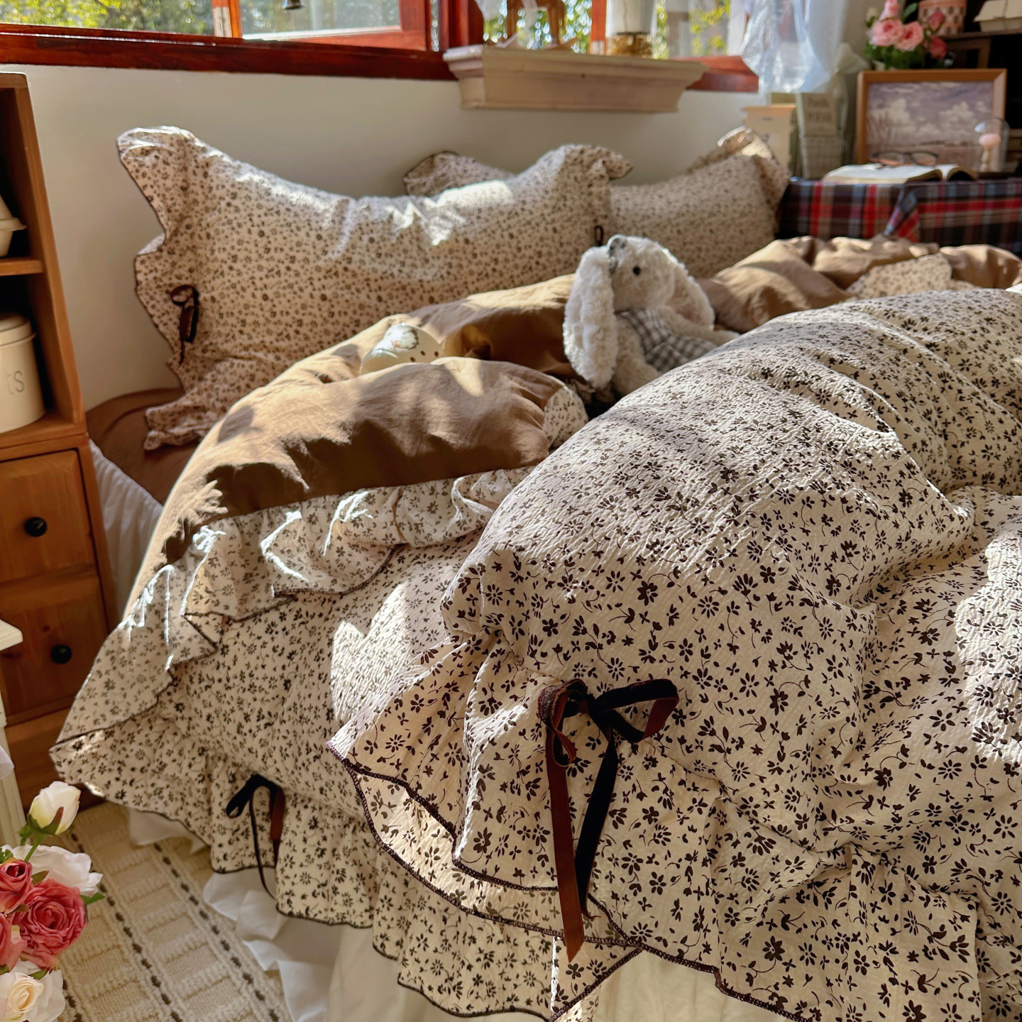 法式花边床上用品四件套纯棉全棉四季通用被套床单床裙床上三件套