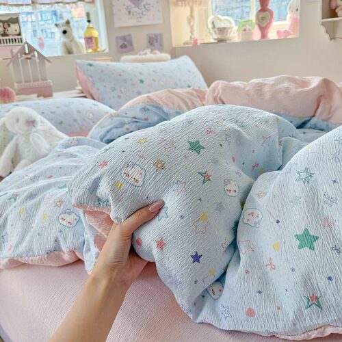 ins床上四件套双层纱2026新款a类床单被套被罩学生宿舍床品三件套