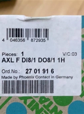 菲尼克斯AXL F DI8/1 DO8/1 1H 2701916