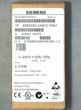 MM420变频器0.37KW 1/3AC200-240V 6SE6420-2AB13-7AA1