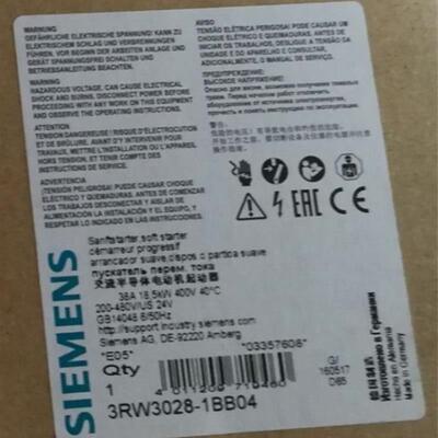 3RW3028-1BB14SIRIUS 软起动器 S0 38 A,全新原装