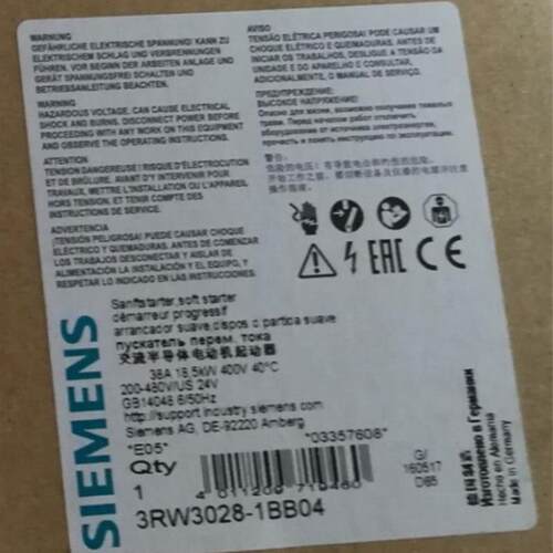 3RW3028-1BB14SIRIUS 软起动器 S0 38 A,全新原装
