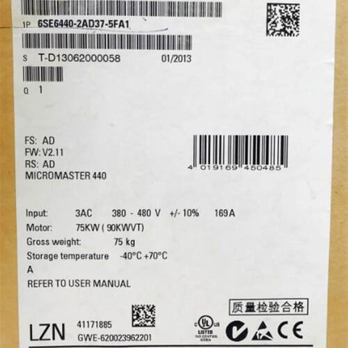 MM440变频器380-480V 75千瓦6SE6440-2AD37-5FA1