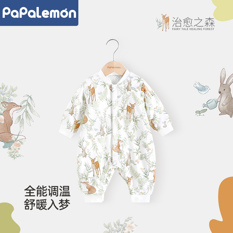 柠檬爬爬婴儿冬季夹棉保暖哈衣