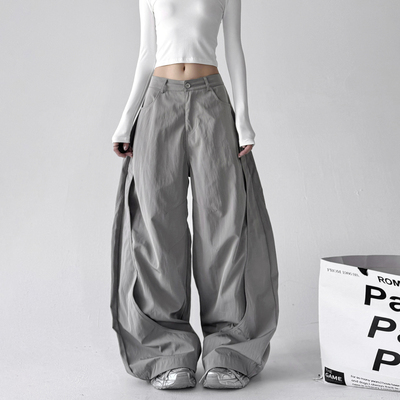 2025秋季新款美式覆古工装裤女宽松显瘦休闲 宽裤高腰直筒长裤子