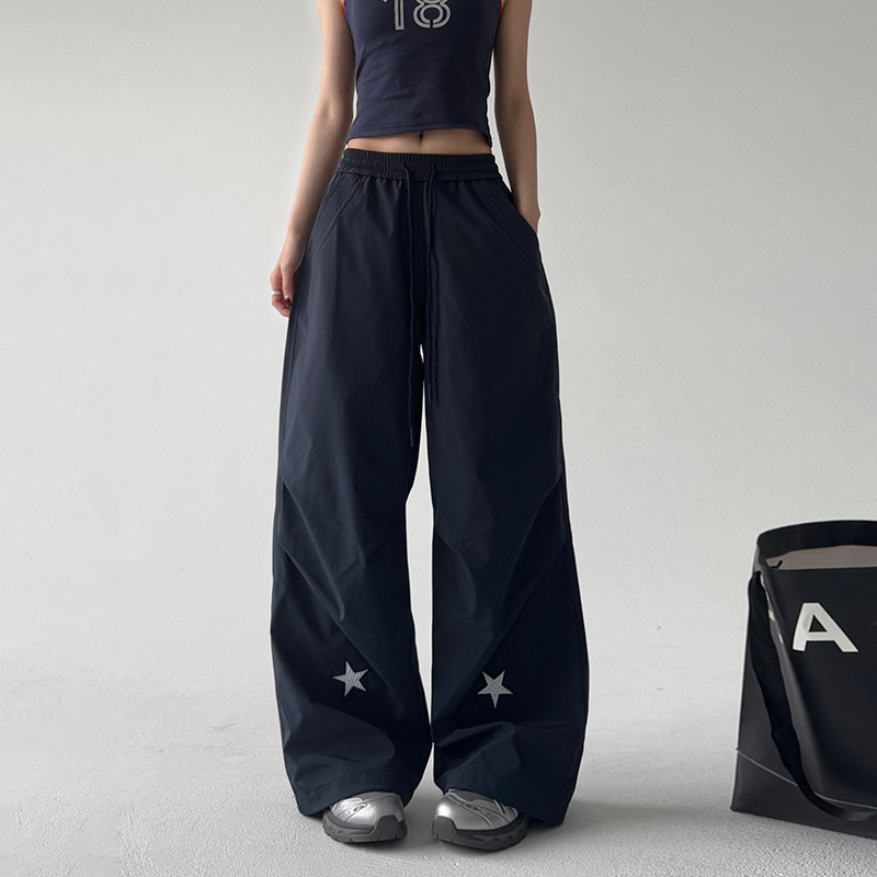 2025秋季复古星星百搭宽大立体休闲阔腿裤女宽松拖地裤伞裤,女装/女士精品,休闲裤,淘宝优惠券,粉丝福利购,淘宝优惠卷