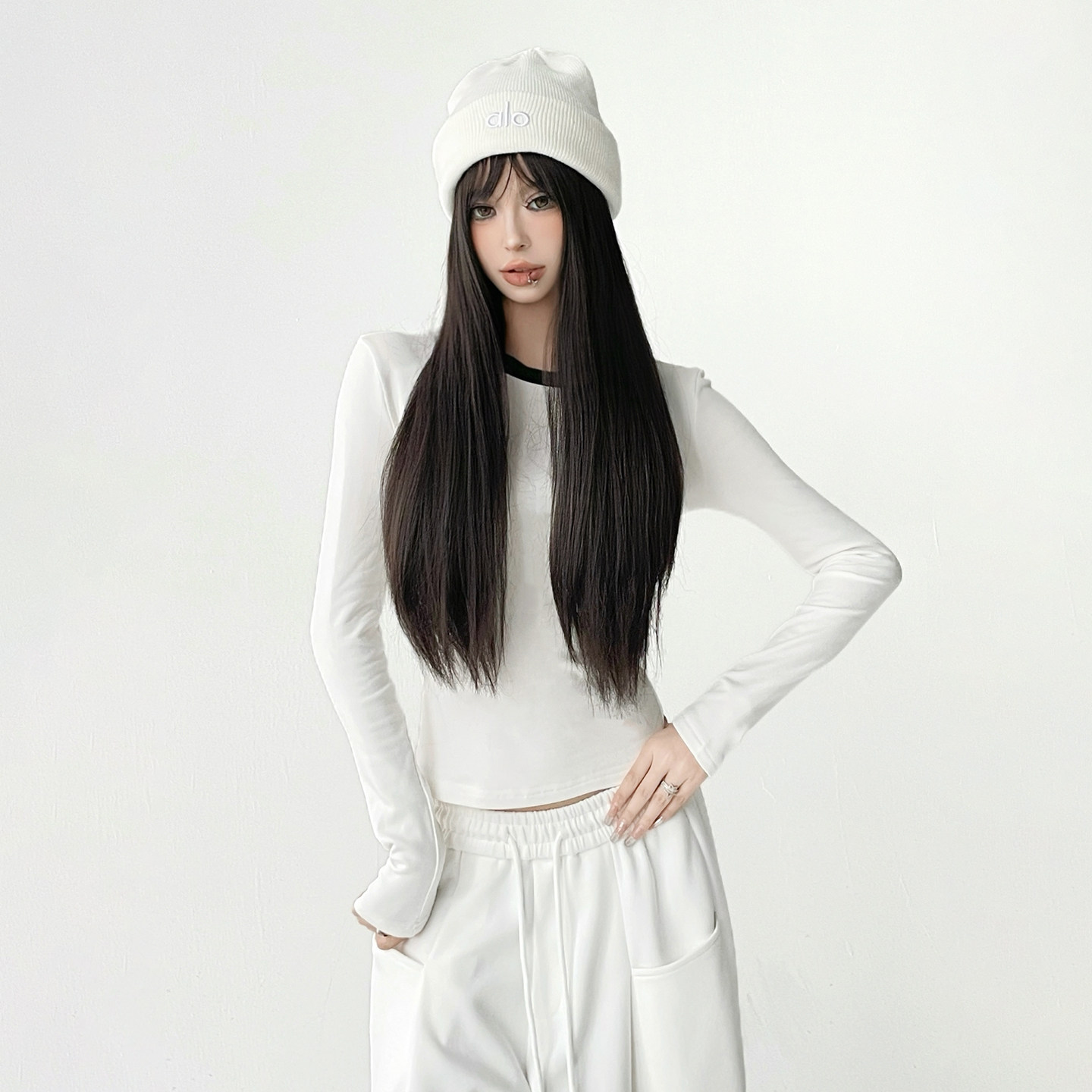 领口撞色假两件拼接长袖t恤女2025秋冬设计感撞色百搭打底上衣,女装/女士精品,T恤,淘宝优惠券,粉丝福利购,淘宝优惠卷