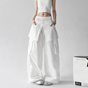 木昱子美式复古工装裤女2025新款宽松显瘦直筒阔腿休闲长裤子