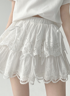 白色半身裙女2024新款春夏季裙子a字高腰显瘦气质超好看蕾丝短裙