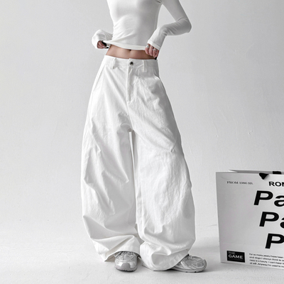 2025秋季新款美式覆古工装裤女宽松显瘦休闲宽裤高腰直筒长裤子