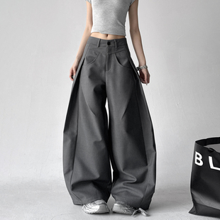 巨好看高腰阔腿裤女2026春装新款宽松垂感弯刀裤拖地休闲裤子百搭